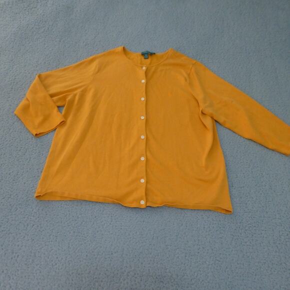 Lauren Ralph Lauren Sweater Womens 1X Cardigan Button Up Silk Blend Orange - Picture 1 of 8